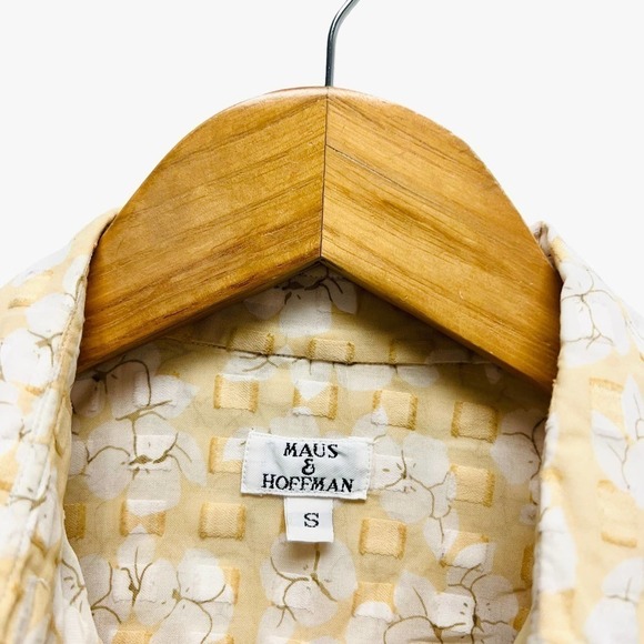 Maus & Hoffman Button Up Shirt Floral Embossed Yellow - Picture 4 of 7